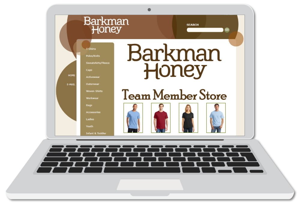 Company E-Commerce Website for Barkman and Honey for Employees to Order off of for their customize merchandise.