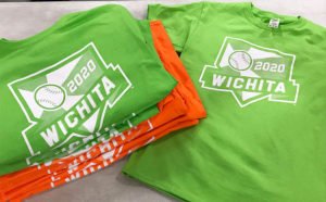 Wichita Baseball, Screen Print, Green Shirt, Screen Printed Shirt, Graphic Design, Branded Marketing, T-Shirt, Company Branded T-Shirts