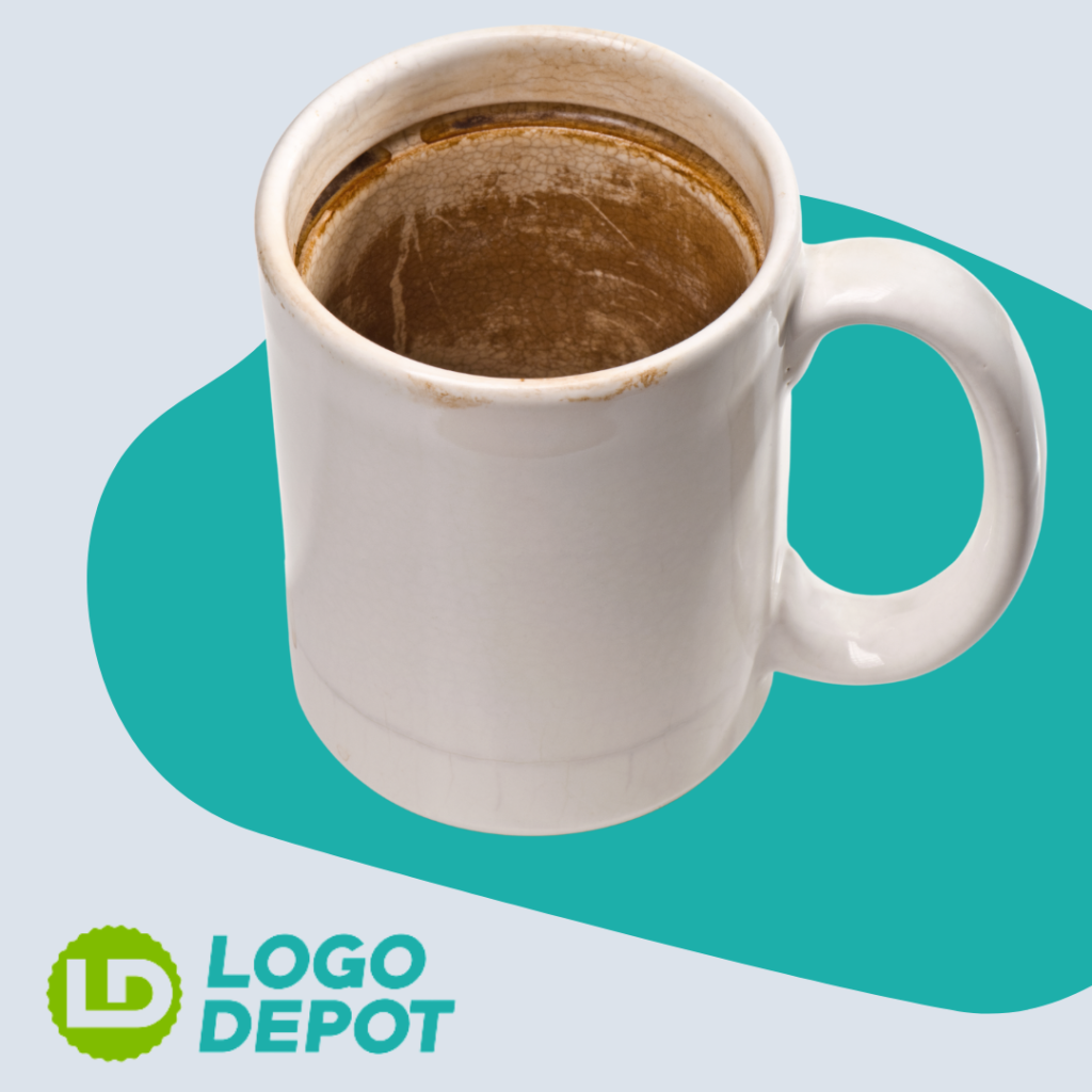 Image with a very dirty coffee mug. Did you know 45% of people use a promotional item daily, and 58% of them keep the best promotional items for one to four years? It's true! Branded Mugs.