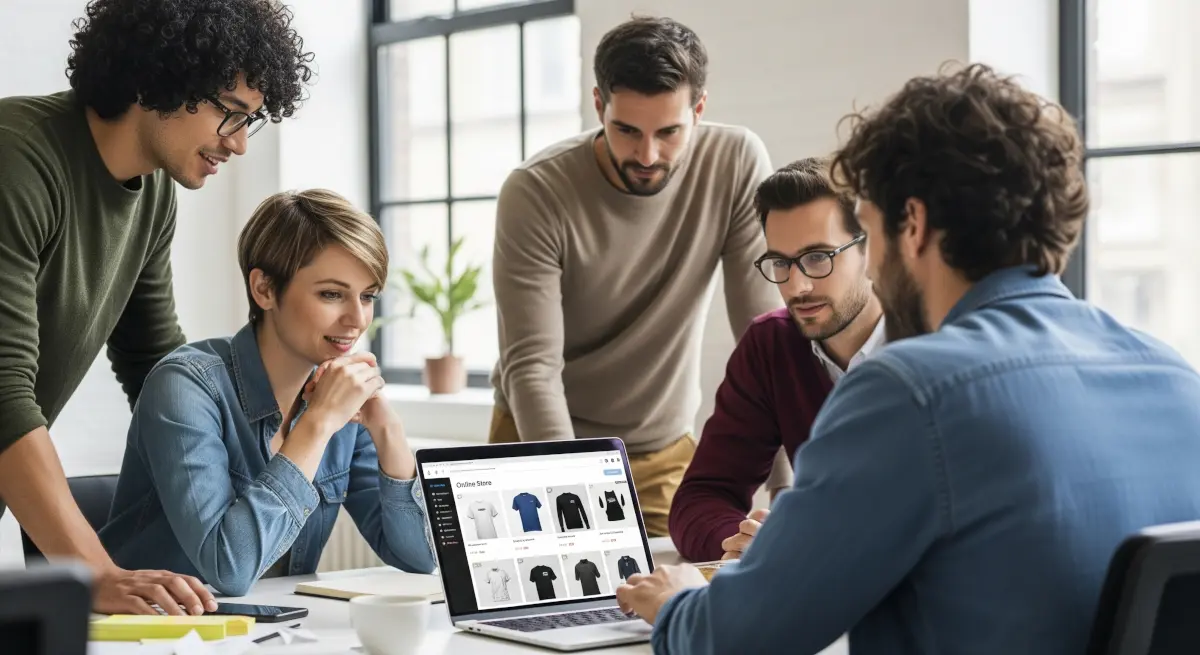 Employees easily ordering company apparel through a WooCommerce online store.